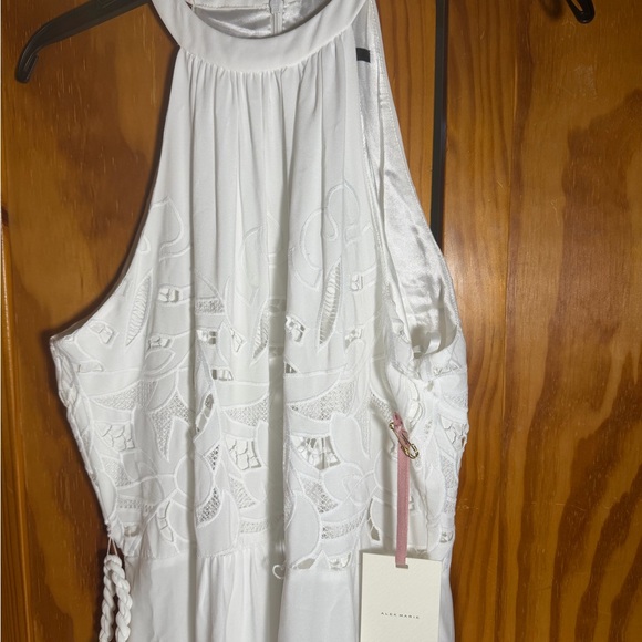 NWT Alex Marie Angelica Dress| Size 6 White Halter Maxi Dress - Picture 3 of 4